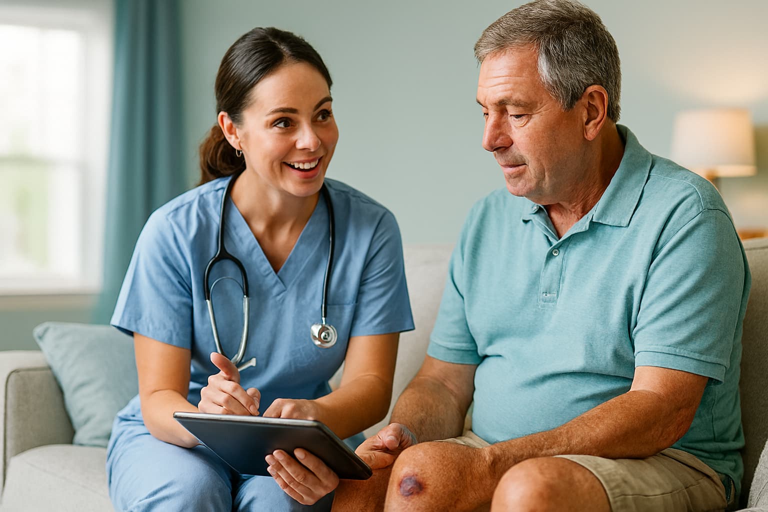 seorang perawat sedang melakukan homecare